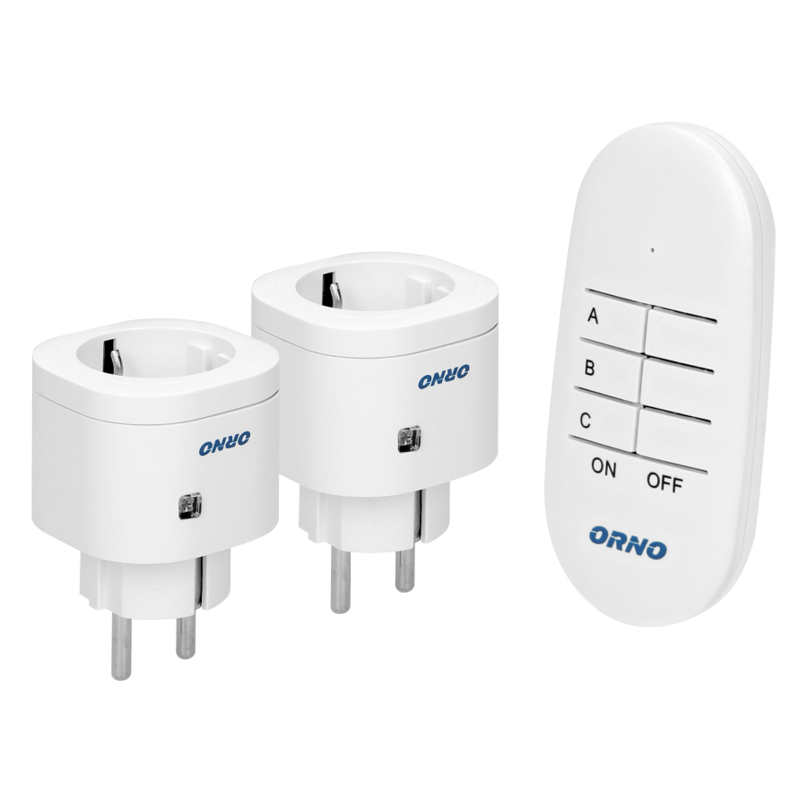 Mini wireless sockets with remote control, 2+1, Schuko