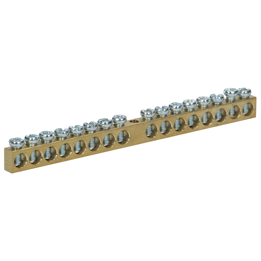 Non-insulated brass busbar, 16 cables