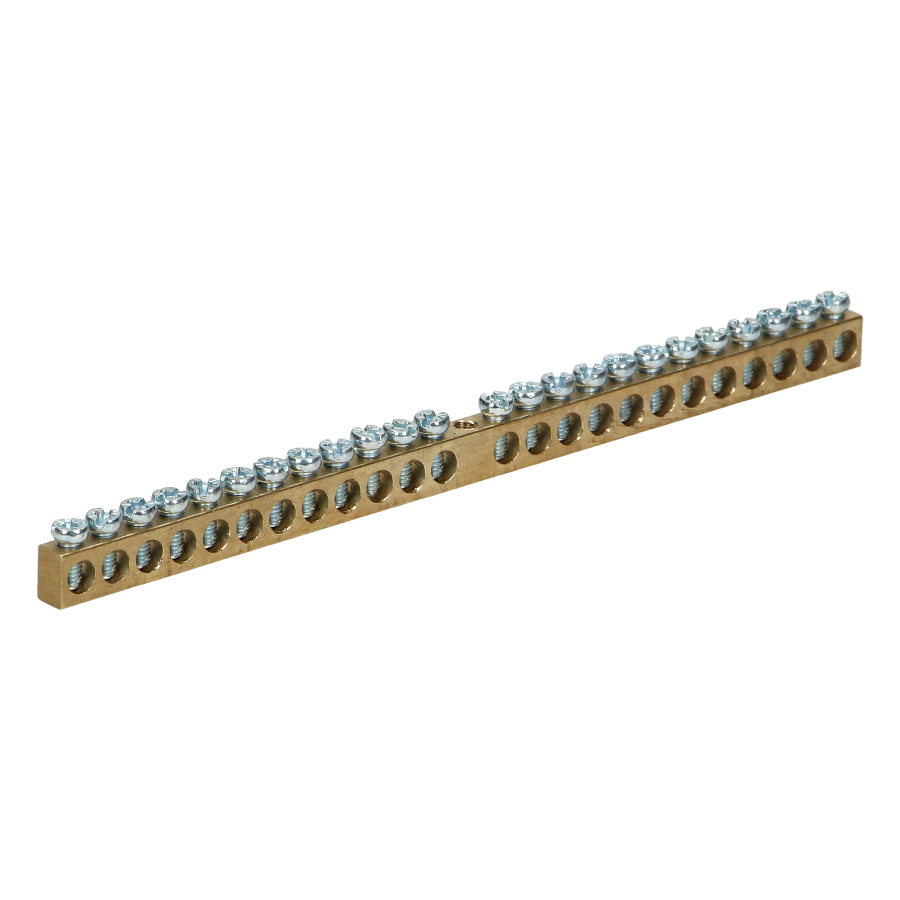 Non-insulated brass busbar, 24 cables