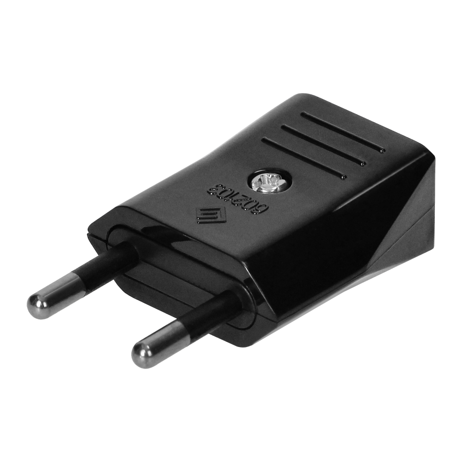 Flat plug without earthing pins, 2,5A, 250V, black