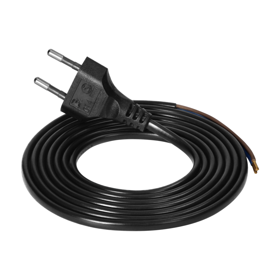 Connection cable, EURO plug 2P, 2x0.75mm2, 1.9m, black