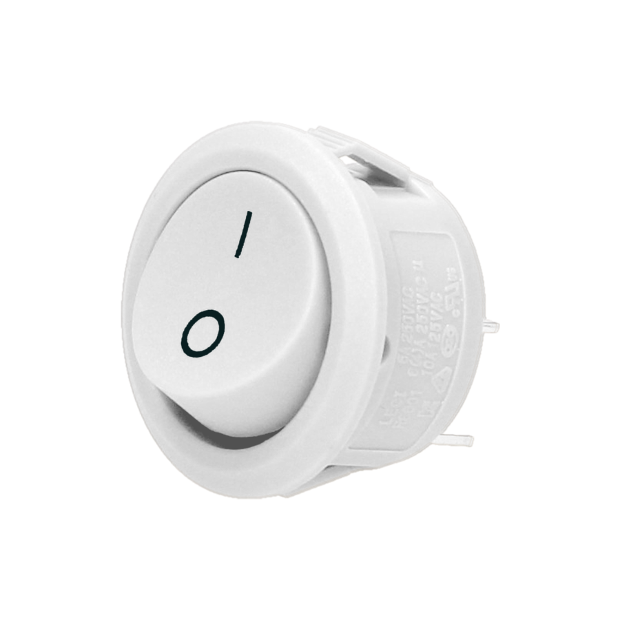 Rocker switch, round, white