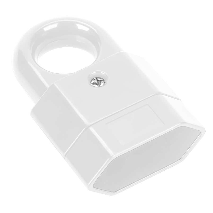 EURO power socket with hook, flat, white