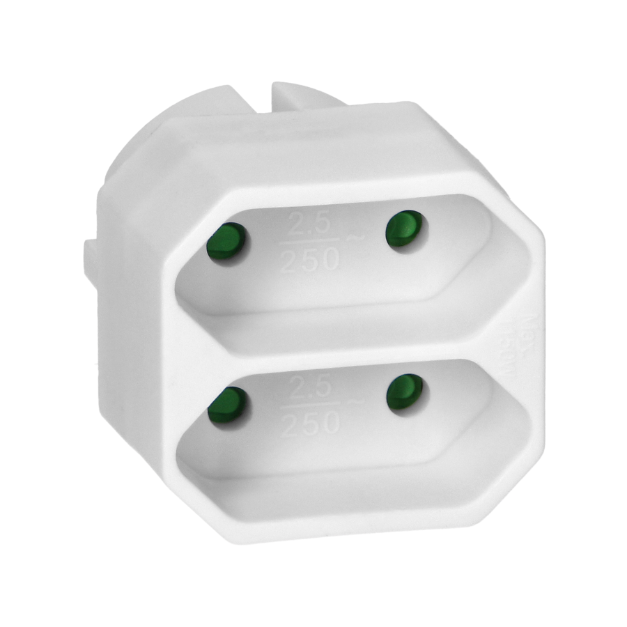 Socket splitter 2x2P euro, white