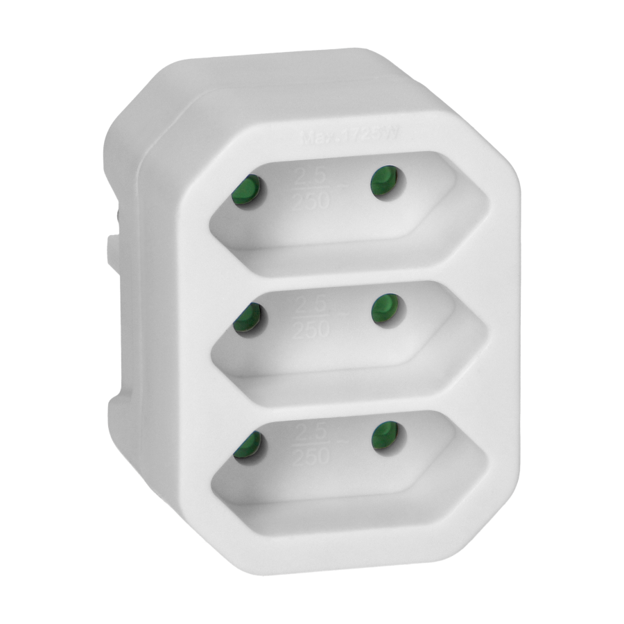 Socket splitter 3x2P euro, white