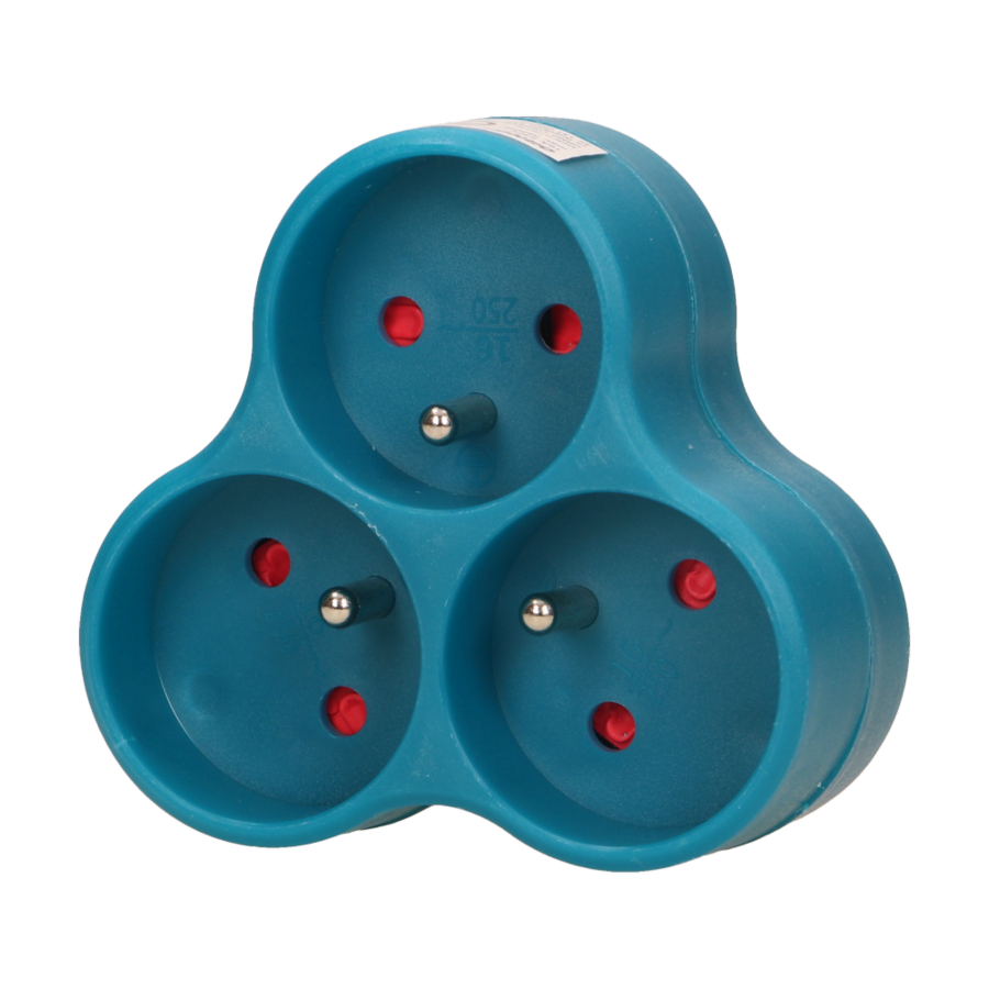 Triple socket outlet, turquoise