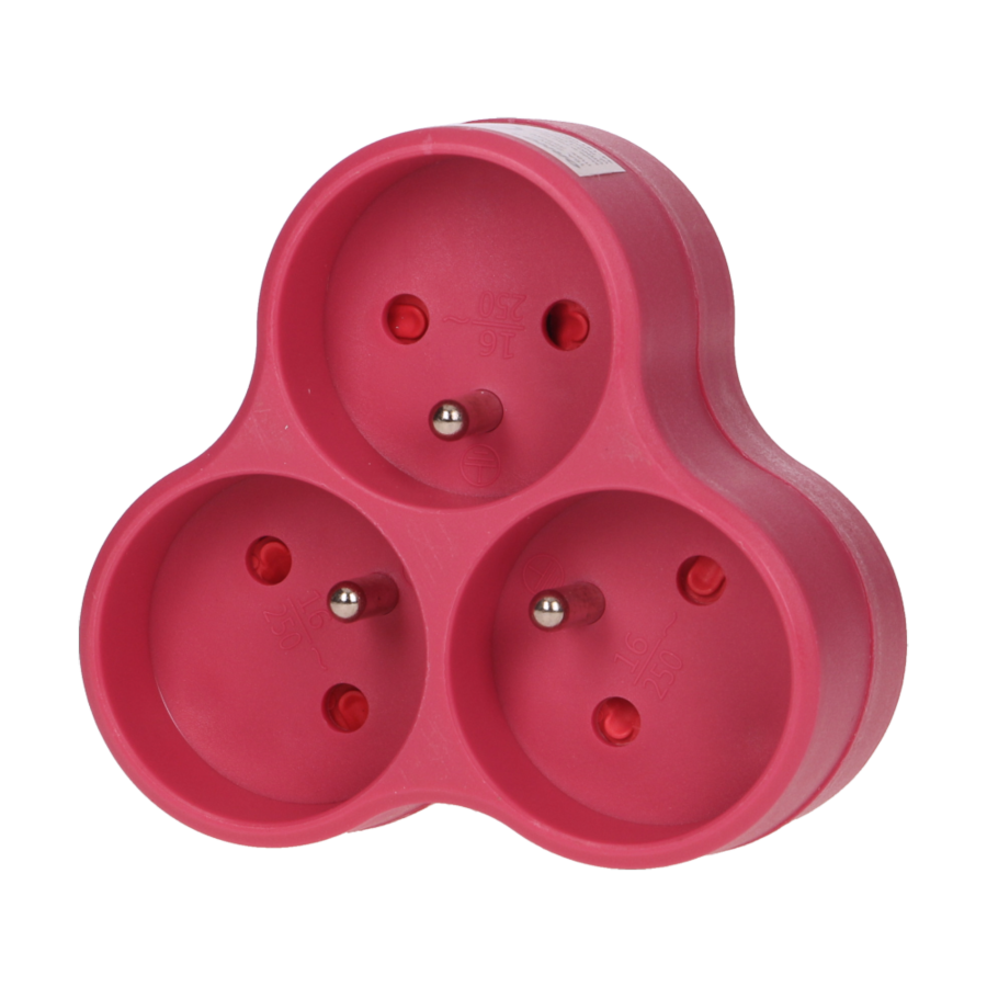 Triple socket outlet, pink