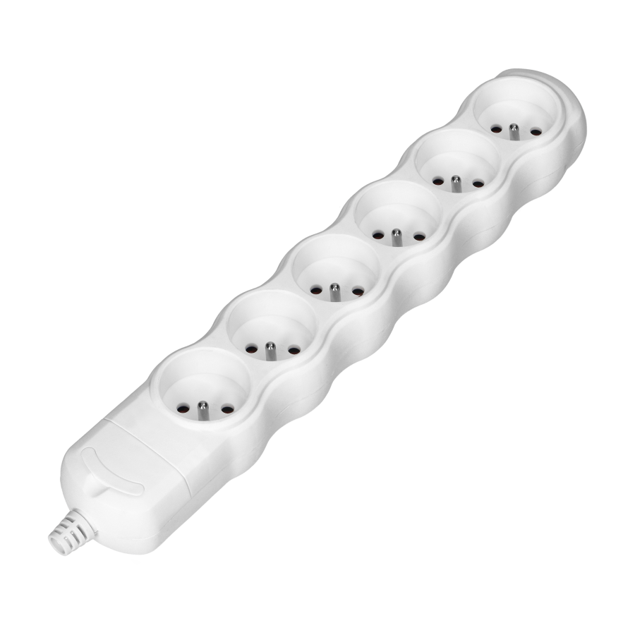 Socket splitter 6x2P+E, white