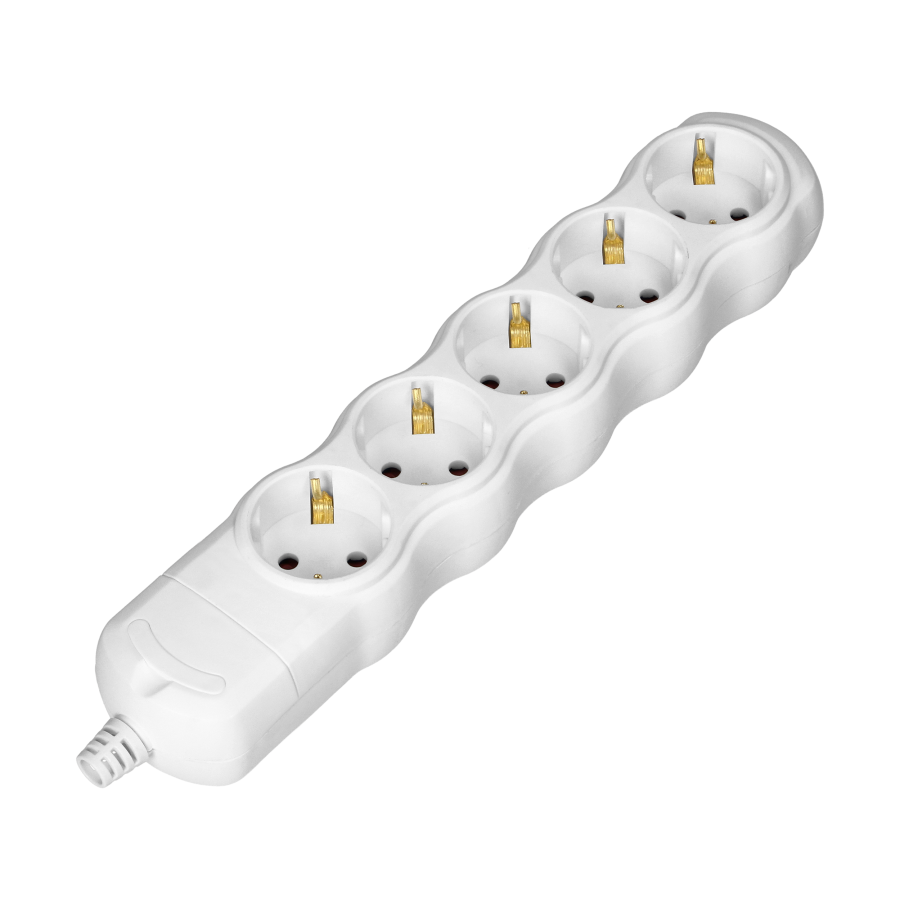 Socket splitter 5x2P+E (Schuko), white