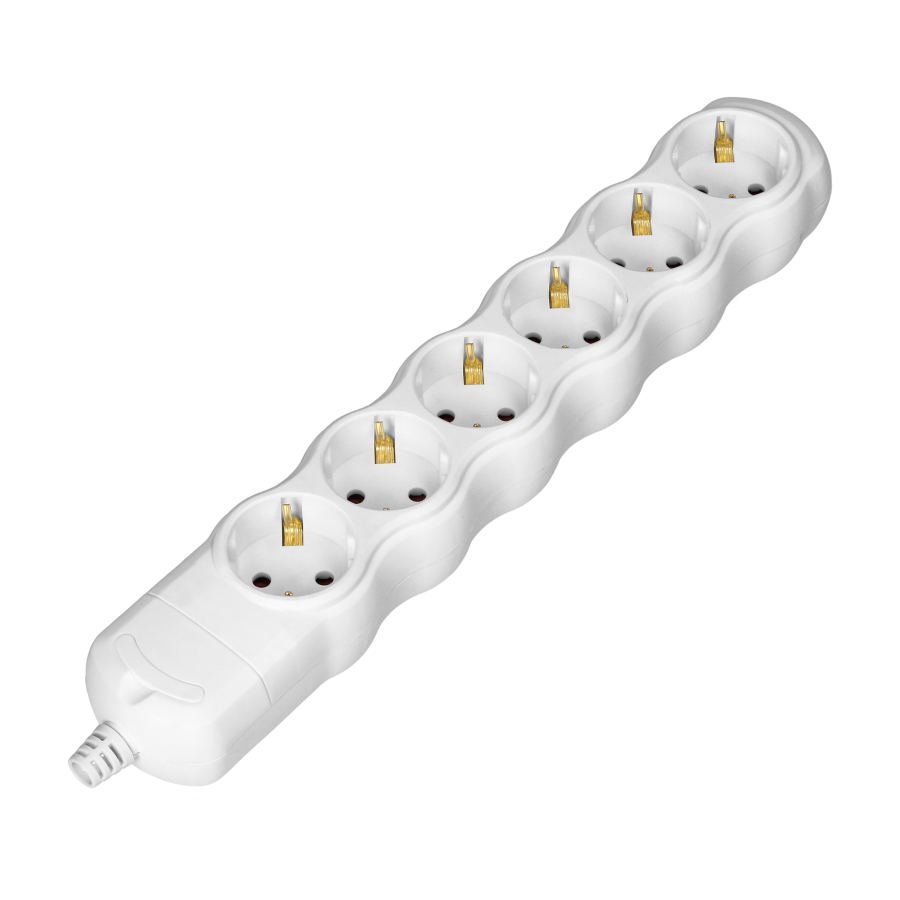 Socket splitter 6x2P+E (Schuko), white