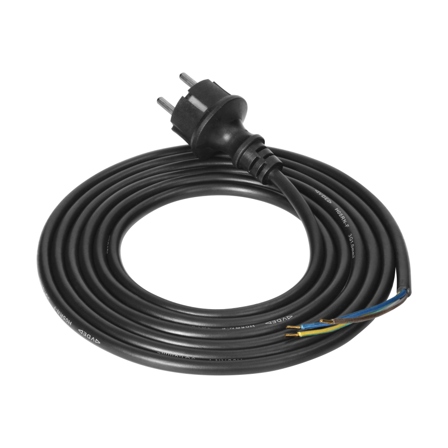 Connection cable, rubber plug, 3x1mm2, 3m