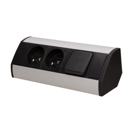 Eck-Steckdose Corner Box 3 mit 2 Schuko-Steckdose und 1 Schalter - Design  Light